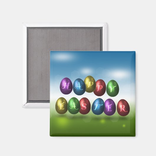 Colorful Happy Easter Eggs Magneet (Voorkant / Achterkant)
