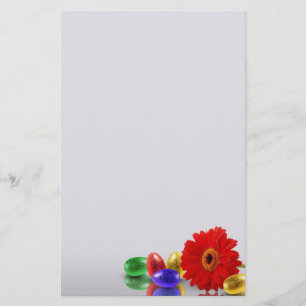 Colorful Happy Easter Eggs met Gerbera Briefpapier