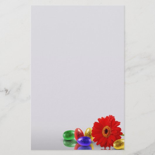 Colorful Happy Easter Eggs met Gerbera Briefpapier (Voorkant)