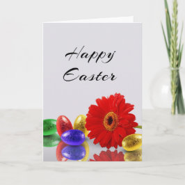 Colorful Happy Easter Eggs met Gerbera Feestdagen Kaart