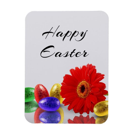 Colorful Happy Easter Eggs met Gerbera Magneet (Verticaal)