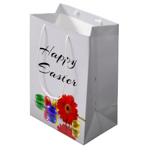Colorful Happy Easter Eggs met Gerbera Medium Cadeauzakje