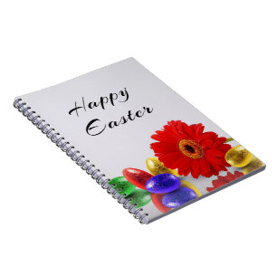 Colorful Happy Easter Eggs met Gerbera Notitieboek