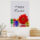Colorful Happy Easter Eggs met Gerbera Poster (Keuken)