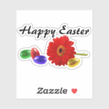 Colorful Happy Easter Eggs met Gerbera