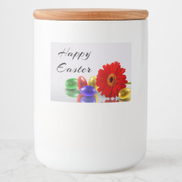 Colorful Happy Easter Eggs met Gerbera Voedselcontainer Etiket