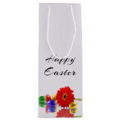 Colorful Happy Easter Eggs met Gerbera Wijn Cadeautas (Voorkant)