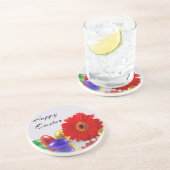 Colorful Happy Easter Eggs met Gerbera Zandsteen Onderzetter (Zijkant)