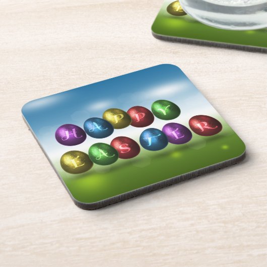 Colorful Happy Easter Eggs Onderzetter (Linkerzijde)