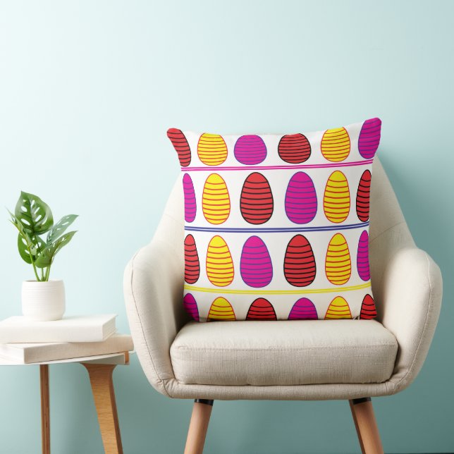Colorful Happy Easter Eggs-patroon Kussen (Stoel)