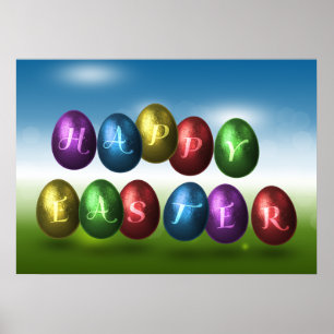 Colorful Happy Easter Eggs Poster