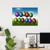 Colorful Happy Easter Eggs Poster (Thuiskantoor)