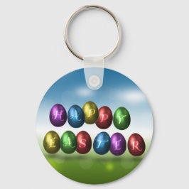 Colorful Happy Easter Eggs Sleutelhanger