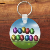 Colorful Happy Easter Eggs Sleutelhanger (Voorkant)