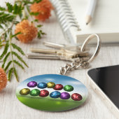 Colorful Happy Easter Eggs Sleutelhanger (Zijkant)