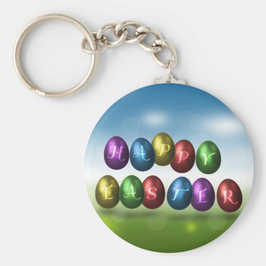 Colorful Happy Easter Eggs Sleutelhanger (Voorkant)