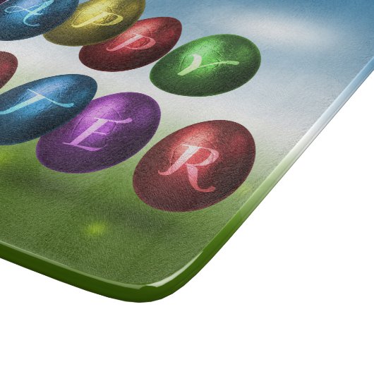Colorful Happy Easter Eggs Snijplank (Hoek)