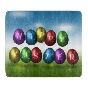 Colorful Happy Easter Eggs Snijplank