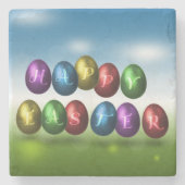 Colorful Happy Easter Eggs Stenen Onderzetter (Voorkant)