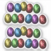Colorful Happy Easter Eggs Sticker (Voorkant)