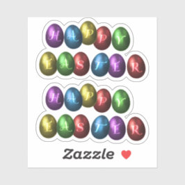 Colorful Happy Easter Eggs Sticker