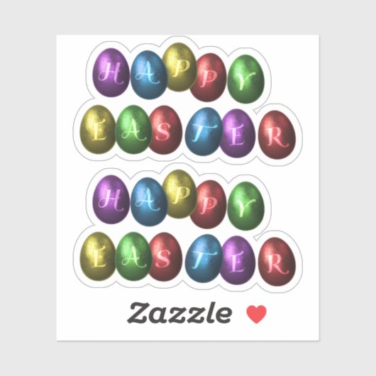 Colorful Happy Easter Eggs Sticker (Vel)