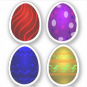 Colorful Happy Easter Eggs Sticker (Voorkant)
