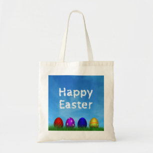 Colorful Happy Easter Eggs Tote Bag