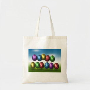 Colorful Happy Easter Eggs Tote Bag