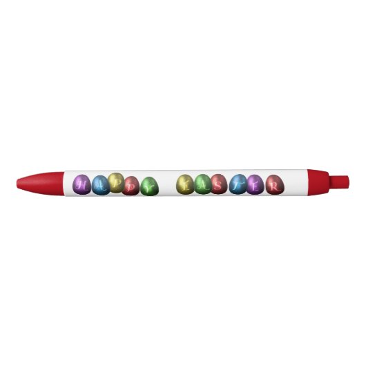 Colorful Happy Easter Eggs Zwarte Inkt Pen (Voorkant)