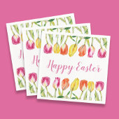 Colorful Happy Easter Floral Tulip Servet