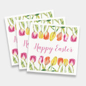 Colorful Happy Easter Floral Tulip Servet