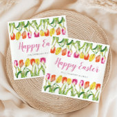 Colorful Happy Easter Floral Tulip Servet