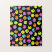 Colorful Happy Emoji-gezichten op zwart Legpuzzel (Verticaal)