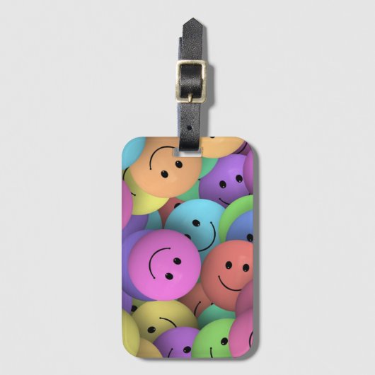 Colorful Happy Faces Emoji Art Bagagelabel (Voorkant (verticaal))