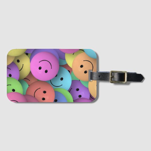 Colorful Happy Faces Emoji Art Bagagelabel (Voorkant (horizontaal))