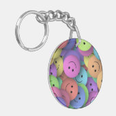 Colorful Happy Faces Emoji Art Sleutelhanger (Voorkant Links)