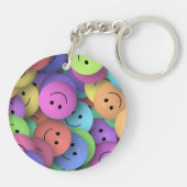 Colorful Happy Faces Emoji Art Sleutelhanger (Achterkant)