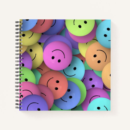 Colorful Happy Faces Emoji Notitieboek (Voorkant)