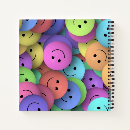Colorful Happy Faces Emoji Notitieboek (Achterkant)