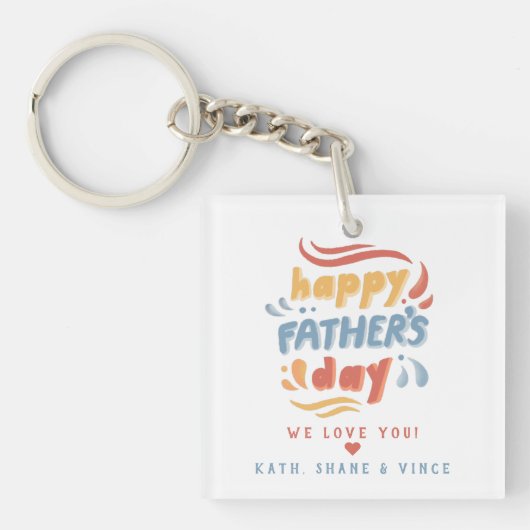 Colorful Happy Father's Day Persoonlijk Sleutelhanger (voorkant)