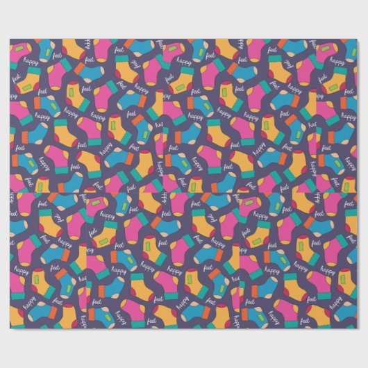 Colorful Happy Feet Socks Pattern Cadeaupapier (Vlak)
