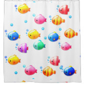 Colorful Happy Fish met bubbels Douchegordijn (Voorkant)