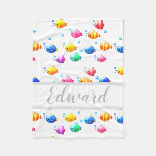 Colorful Happy Fish met bubbels Fleece Deken (Voorkant)