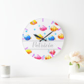 Colorful Happy Fish met bubbels Grote Klok (Huis)