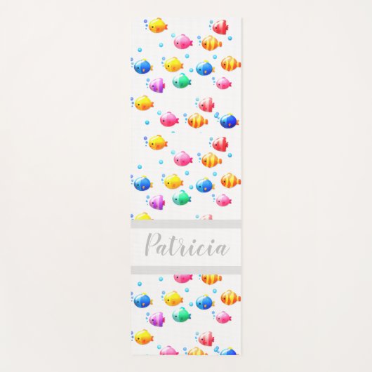 Colorful Happy Fish met bubbels Yogamat (Voorkant)