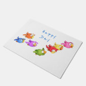 Colorful Happy Flying Birds - Cute Funny Sparrows  Deurmat (Schuin)