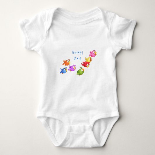 Colorful Happy Flying Birds - Cute Funny Sparrows  Romper (Voorkant)