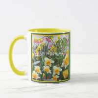 COLORFUL HAPPY GOOD MORNING FLOWERS COFFEE MOK