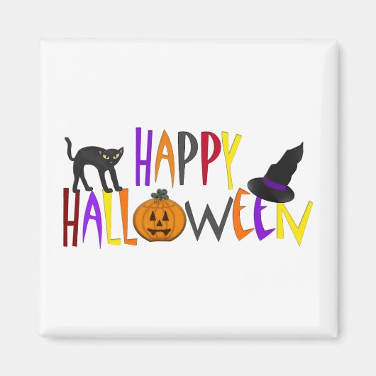 Colorful Happy Halloween Magneet (Voorkant)
